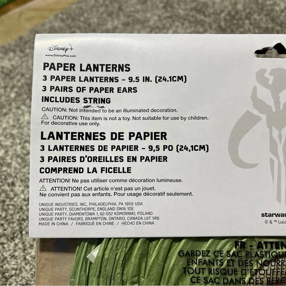 Star Wars The Mandalorian The Child Baby Yoda 3 Paper Lanterns 9.5